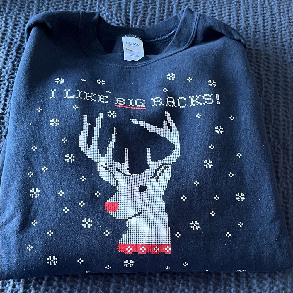 Gildan Black Festive Reindeer Sweater